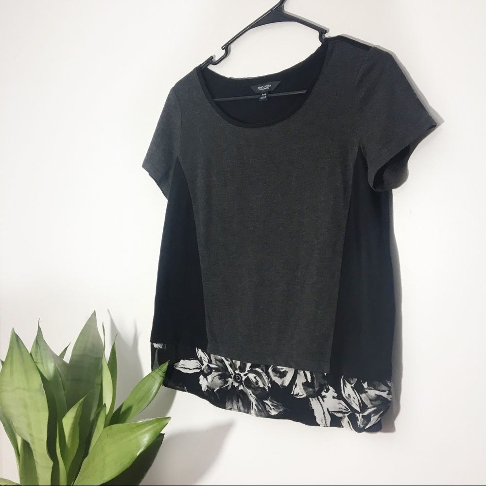 Two Tone Floral Print Short Sleeve Size PM